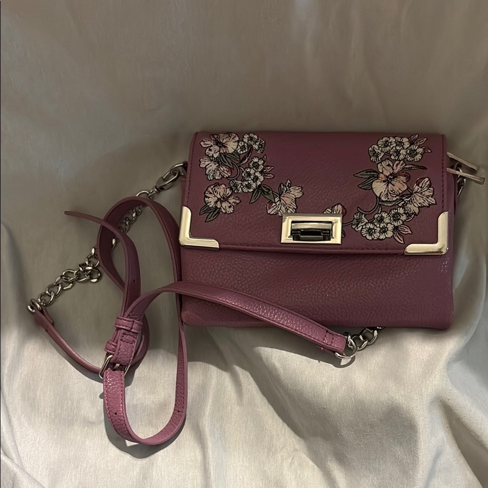 White House Black Market Purple Crossbody Bag with Gold Accents